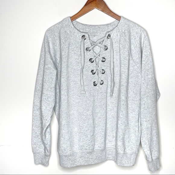 Rebecca Minkoff Grey Lace Up Sweatshirt - Picture 3 of 9